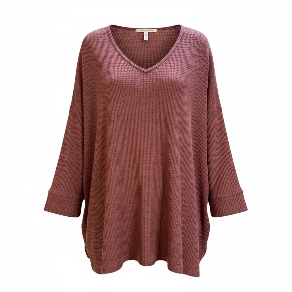 American Eagle waffle Cozy V-Neck Knit Sweater - Pink
